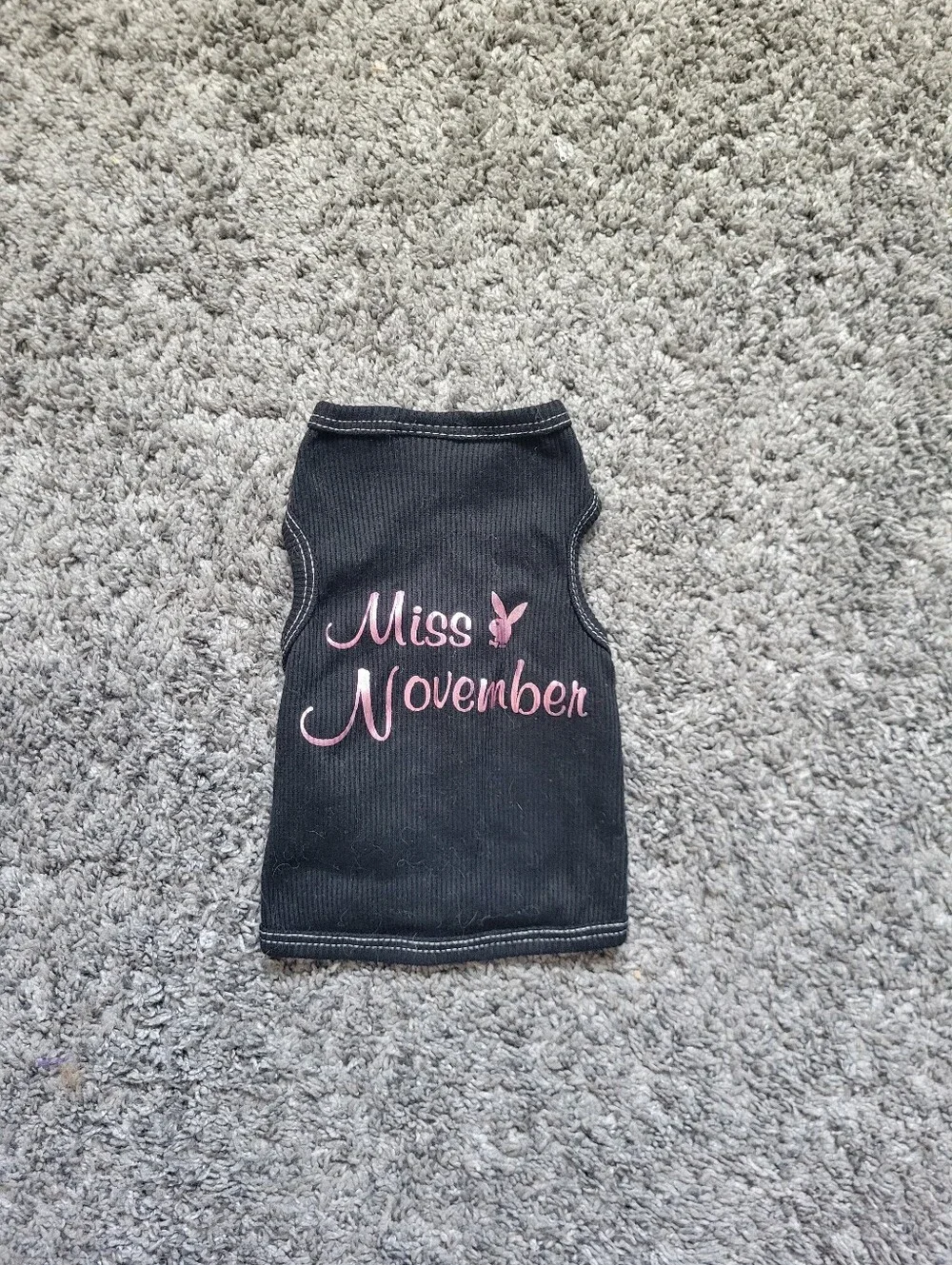 Pet 'Miss November' Pet Tank Top with Pink Playboy Bunny Size Xsm Blk *NWOT